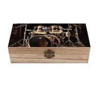 HETVBNS Drum Set Keepsake Box Wooden Small Jewelry Box