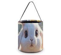 HETVBNS Easter Bunny Candy Bag Halloween Trick Or Treat Bucket 7.9x8.3in, Reusable Gift Bags for Party Holiday Wedding