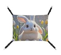 HETVBNS Easter Bunny Pet Hammock for Cats & Dogs, Soft Breathable Canvas Hanging Hammock with Adjustable Straps, Comfortable & Durable Hanging Bed for Small to Medium Pets