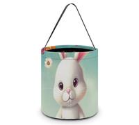 HETVBNS Easter Bunny with Eggs Candy Bag Halloween Trick Or Treat Bucket 7.9x8.3in, Reusable Gift Bags for Party Holiday Wedding