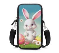HETVBNS Easter Bunny with Eggs Cell Phone Bag with Detachable Strap, Aesthetic Mini Sling Bag Small Crossbody Bag for Phone