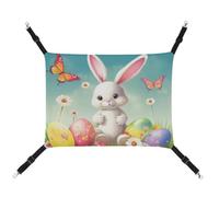HETVBNS Easter Bunny with Eggs Pet Hammock for Cats & Dogs, Soft Breathable Canvas Hanging Hammock with Adjustable Straps, Comfortable & Durable Hanging Bed for Small to Medium Pets