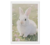 HETVBNS Easter Rabbit Diamond Painting Kits for Adults, Full Round Drill DIY Diamond Art for Beginners, 5D Gem Art and Crafts for Home Wall Decor 8"x12"