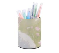 HETVBNS Easter Rabbit Pen Holder for Desk PU Leather Round Desk Organizer Multifunctional Makeup Brush Storage Aesthetic Desktop Supplies Stylish Pencil Holder for Office & Home