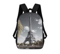 HETVBNS Eiffel Tower Backpack for Women Men, Durable 600D Polyester Bookbag with Large Capacity, Lightweight 17 Inch Laptop Backpack Minimalism Casual Daypack for Work, Travel