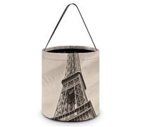 HETVBNS Eiffel Tower Pattern Candy Bag Halloween Trick Or Treat Bucket 7.9x8.3in, Reusable Gift Bags for Party Holiday Wedding