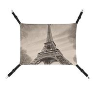 HETVBNS Eiffel Tower Pattern Pet Hammock for Cats & Dogs, Soft Breathable Canvas Hanging Hammock with Adjustable Straps, Comfortable & Durable Hanging Bed for Small to Medium Pets