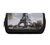 HETVBNS Eiffel Tower Pencil Case Extra Large, Double Layer Pencil Pouch with Zipper, Portable Cosmetic Bags for Travel, Office Stationery Organizer for Women Men