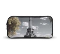 HETVBNS Eiffel Tower Pencil Case Large Capacity, Durable Pencil Pouch Portable Small Cosmetic Bag with Metal Zipper, Simple Makeup Pouch Aesthetic Toiletry Bag for Travel Office
