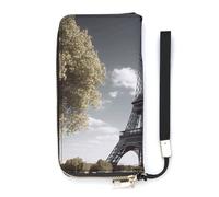 HETVBNS Eiffel Tower Wallet, Elegant Wristlet Wallet with Multi-Card Slots, PU Leather Long Purse for Women, Men