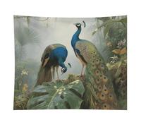 HETVBNS Elegant Colorful Peacock Tapestry Wall Hanging - 50"x60" Aesthetic Tapestries Soft Polyester Wall Art Decor Large Tapestry for Bedroom Living Room Dorm Backdrop, Hanging Kit Included