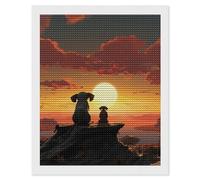 HETVBNS Elephant and Dog Watch The Sunset Diamond Painting Kits for Adults, Full Round Drill DIY Diamond Art for Beginners, 5D Gem Art and Crafts for Home Wall Decor 16"x20"