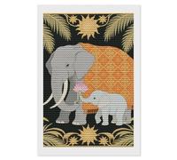 HETVBNS Elephant and Young Elephant Diamond Painting Kits for Adults, Full Round Drill DIY Diamond Art for Beginners, 5D Gem Art and Crafts for Home Wall Decor 8"x12"