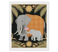 HETVBNS Elephant and Young Elephant Diamond Painting Kits for Adults, Full Round Drill DIY Diamond Art for Beginners, 5D Gem Art and Crafts for Home Wall Decor 16"x20"