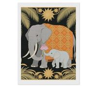 HETVBNS Elephant and Young Elephant Diamond Painting Kits for Adults, Full Round Drill DIY Diamond Art for Beginners, 5D Gem Art and Crafts for Home Wall Decor 12"x16"