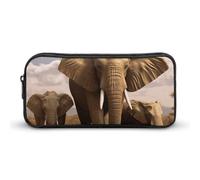 HETVBNS Elephant Family Pencil Case Large Capacity, Durable Pencil Pouch Portable Small Cosmetic Bag with Metal Zipper, Simple Makeup Pouch Aesthetic Toiletry Bag for Travel Office