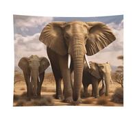 HETVBNS Elephant Family Tapestry Wall Hanging - 50"x60" Aesthetic Tapestries Soft Polyester Wall Art Decor Large Tapestry for Bedroom Living Room Dorm Backdrop, Hanging Kit Included
