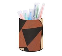 HETVBNS Elephant March Print Pen Holder for Desk PU Leather Round Desk Organizer Multifunctional Makeup Brush Storage Aesthetic Desktop Supplies Stylish Pencil Holder for Office & Home