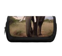 HETVBNS Elephant Pencil Case Extra Large, Double Layer Pencil Pouch with Zipper, Portable Cosmetic Bags for Travel, Office Stationery Organizer for Women Men