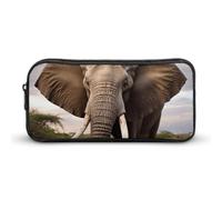 HETVBNS Elephant Pencil Case Large Capacity, Durable Pencil Pouch Portable Small Cosmetic Bag with Metal Zipper, Simple Makeup Pouch Aesthetic Toiletry Bag for Travel Office
