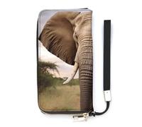 HETVBNS Elephant Wallet, Elegant Wristlet Wallet with Multi-Card Slots, PU Leather Long Purse for Women, Men