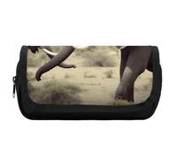 HETVBNS Elephants Animals Pencil Case Extra Large, Double Layer Pencil Pouch with Zipper, Portable Cosmetic Bags for Travel, Office Stationery Organizer for Women Men