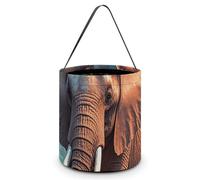HETVBNS Elephants Red Candy Bag Halloween Trick Or Treat Bucket 7.9x8.3in, Reusable Gift Bags for Party Holiday Wedding