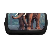 HETVBNS Elephants Red Pencil Case Extra Large, Double Layer Pencil Pouch with Zipper, Portable Cosmetic Bags for Travel, Office Stationery Organizer for Women Men