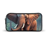 HETVBNS Elephants Red Pencil Case Large Capacity Zipper Pouch, Durable Pencil Box Organizer, Portable Small Cosmetic Bag for Office, Travel