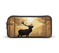 HETVBNS Elk Artwork Pencil Case Large Capacity, Durable Pencil Pouch Portable Small Cosmetic Bag with Metal Zipper, Simple Makeup Pouch Aesthetic Toiletry Bag for Travel Office