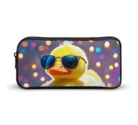 HETVBNS Ellow Ducky With Sunglasses Pencil Case Large Capacity Zipper Pouch, Durable Pencil Box Organizer, Portable Small Cosmetic Bag for Office, Travel