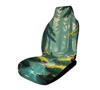 HETVBNS Enchanted Wilderness Fantasy Breathable Car Seat Cover Dark Green Front Car Seat Protector with Elastic Edge Car Seat Pads Accessories