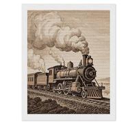 HETVBNS Etching Train Diamond Painting Kits for Adults, Full Round Drill DIY Diamond Art for Beginners, 5D Gem Art and Crafts for Home Wall Decor 16"x20"