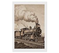 HETVBNS Etching Train Diamond Painting Kits for Adults, Full Round Drill DIY Diamond Art for Beginners, 5D Gem Art and Crafts for Home Wall Decor 8"x12"