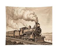 HETVBNS Etching Train Tapestry Wall Hanging - 50"x60" Aesthetic Tapestries Soft Polyester Wall Art Decor Large Tapestry for Bedroom Living Room Dorm Backdrop, Hanging Kit Included