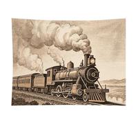 HETVBNS Etching Train Tapestry Wall Hanging - 60"x80" Aesthetic Tapestries Soft Polyester Wall Art Decor Large Tapestry for Bedroom Living Room Dorm Backdrop, Hanging Kit Included