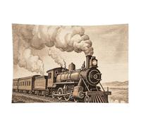 HETVBNS Etching Train Tapestry Wall Hanging - 60"x90" Aesthetic Tapestries Soft Polyester Wall Art Decor Large Tapestry for Bedroom Living Room Dorm Backdrop, Hanging Kit Included