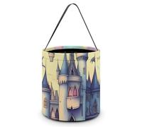 HETVBNS Fairytale Castle Candy Bag Halloween Trick Or Treat Bucket 7.9x8.3in, Reusable Gift Bags for Party Holiday Wedding