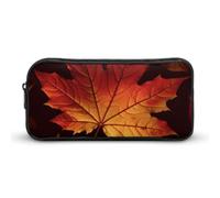 HETVBNS Fall Autumn Leaves Pencil Case Large Capacity, Durable Pencil Pouch Portable Small Cosmetic Bag with Metal Zipper, Simple Makeup Pouch Aesthetic Toiletry Bag for Travel Office