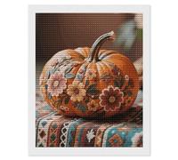 HETVBNS Fall Pumpkin Ethic Boho Floral Diamond Painting Kits for Adults, Full Round Drill DIY Diamond Art for Beginners, 5D Gem Art and Crafts for Home Wall Decor 16"x20"