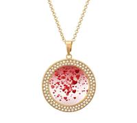 HETVBNS - Fallen red hearts necklace, round alloy pendant with diamond, elegant pendant necklace for women men, Una talla, Metal, Alloy.