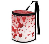 HETVBNS Falling Red Hearts Car Trash Can with Lid, Leakproof Hanging Automotive Trash Bin, Waterproof Garbage Storage Bag for Vehicles, RV, Bathroom, Office