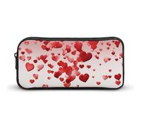 HETVBNS Falling Red Hearts Pencil Case Large Capacity Zipper Pouch, Durable Pencil Box Organizer, Portable Small Cosmetic Bag for Office, Travel