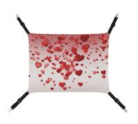 HETVBNS Falling Red Hearts Pet Hammock for Cats & Dogs, Soft Breathable Canvas Hanging Hammock with Adjustable Straps, Comfortable & Durable Hanging Bed for Small to Medium Pets