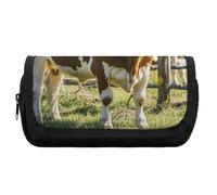 HETVBNS Farm Cow Pictures Pencil Case Extra Large, Double Layer Pencil Pouch with Zipper, Portable Cosmetic Bags for Travel, Office Stationery Organizer for Women Men