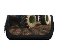 HETVBNS Farm Tractor Pencil Case Extra Large, Double Layer Pencil Pouch with Zipper, Portable Cosmetic Bags for Travel, Office Stationery Organizer for Women Men