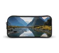 HETVBNS Fiordland National Park Pencil Case Large Capacity, Durable Pencil Pouch Portable Small Cosmetic Bag with Metal Zipper, Simple Makeup Pouch Aesthetic Toiletry Bag for Travel Office