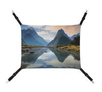 HETVBNS Fiordland National Park Pet Hammock for Cats & Dogs, Soft Breathable Canvas Hanging Hammock with Adjustable Straps, Comfortable & Durable Hanging Bed for Small to Medium Pets