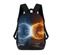 HETVBNS Fire And Water Planets Backpack for Women Men, Durable 600D Polyester Bookbag with Large Capacity, Lightweight 17 Inch Laptop Backpack Minimalism Casual Daypack for Work, Travel