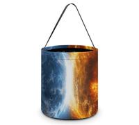 HETVBNS Fire And Water Planets Candy Bag Halloween Trick Or Treat Bucket 7.9x8.3in, Reusable Gift Bags for Party Holiday Wedding